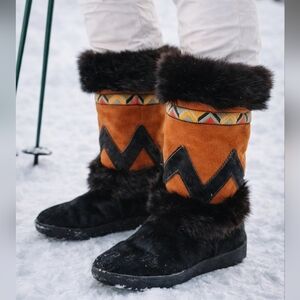 Pajar Women’s Après-Ski Fur & Suede Boots — Size 40 — Winter Mukluk Style